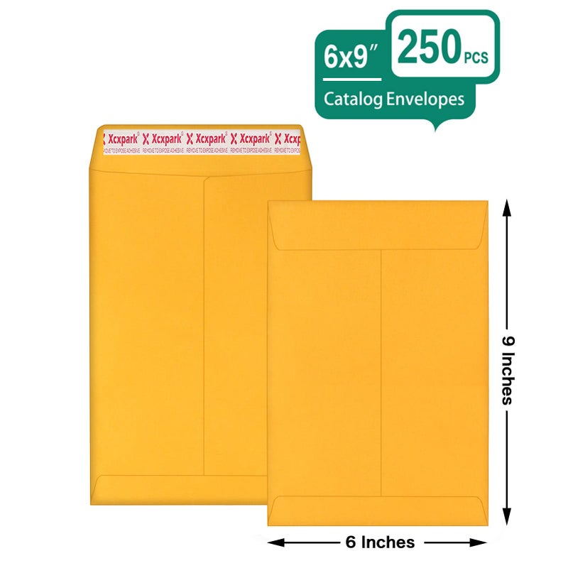 Xxcxpark 250 PCS 6x9 inches Security Catalog Envelopes Printable Self Seal Envelopes, Anti Tear brown Kraft Envelopes for Invitation Cards, Pictures, Photos, Documents - Image 2